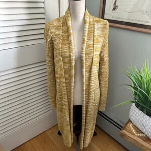 Anthropologie Sweater Large Mustard Yellow Abigail Cardigan Open Duster Boho